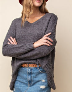 Grey popcorn sweater