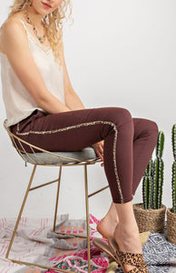 Leopard trim pant