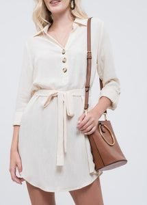 Belted shirt dress