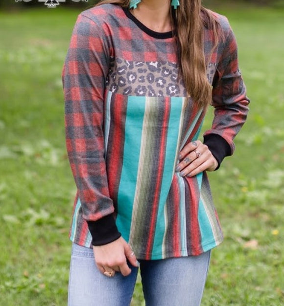 Plus size mixed prints shirt